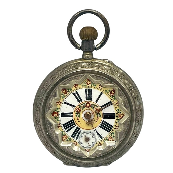 Antique Silver Engraved Pocket Watch for Chinese Market Qing Dynasty Era c1890's